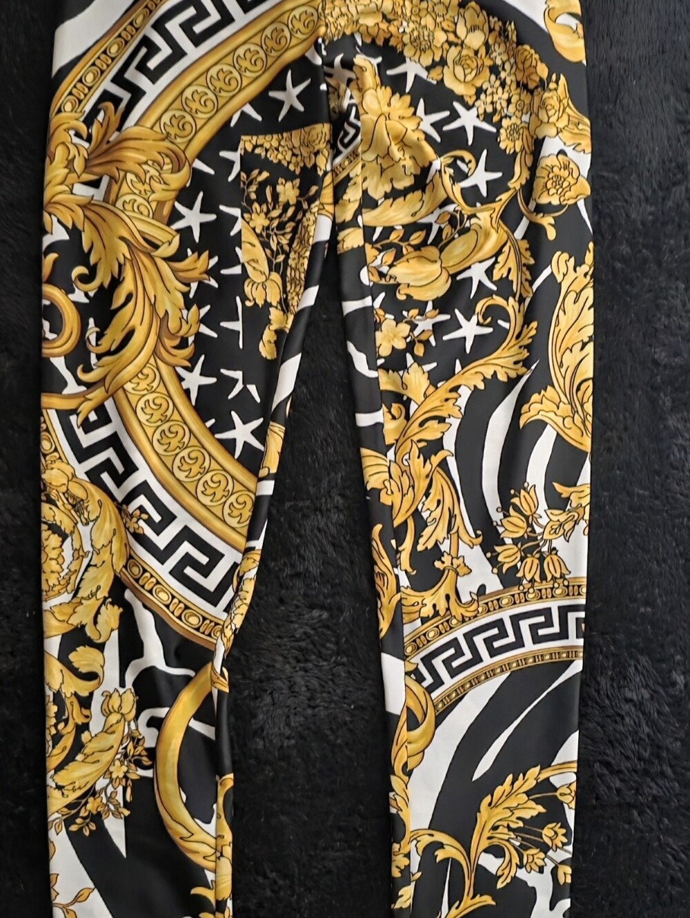 Versace Black and Gold Baroque Leggings